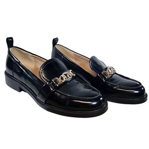 Sam Edelman Christy Black Patent Leather Chain Link Loafers Womens 9M 40